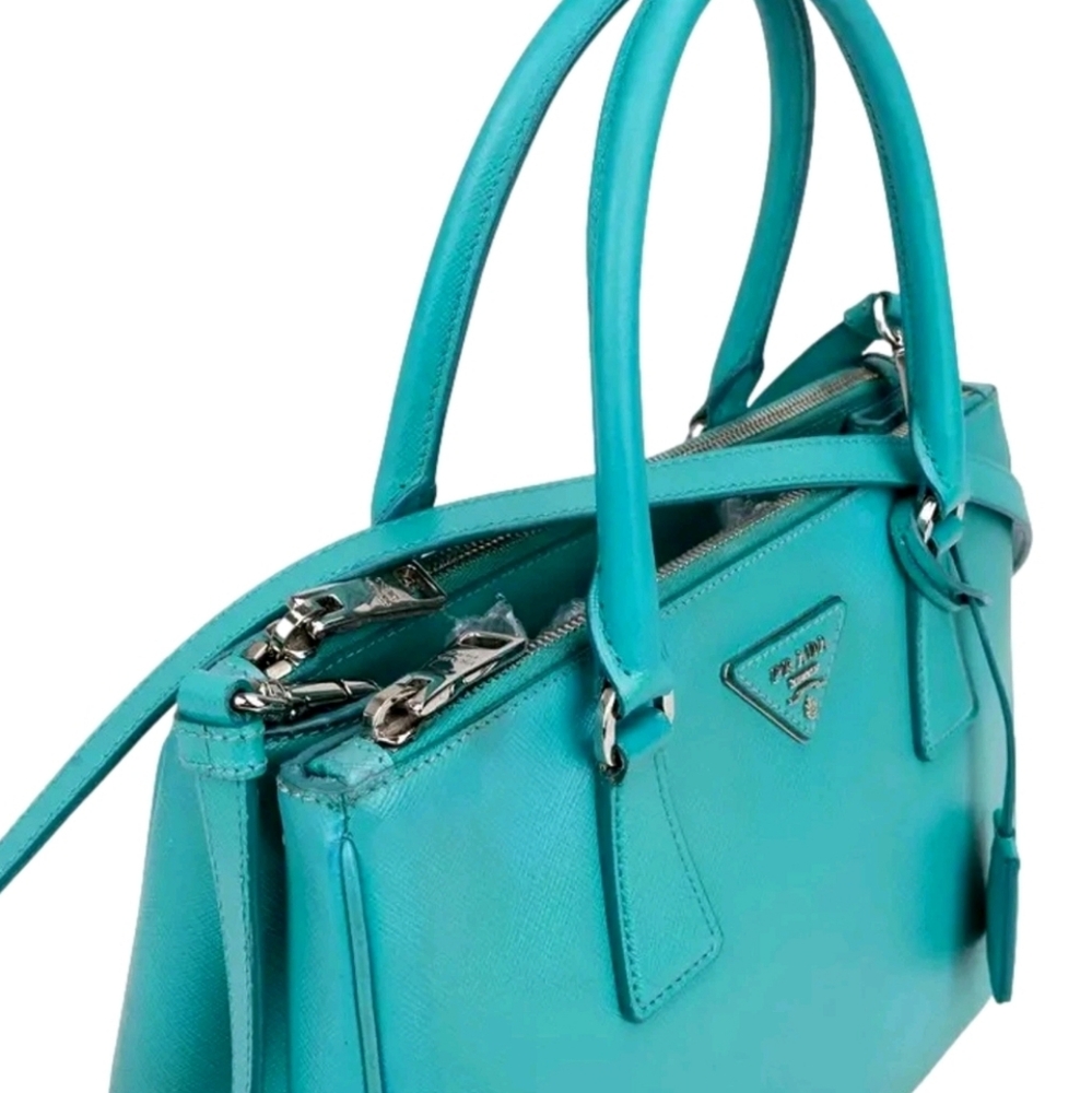 Like NEW Prada Galleria Saffiano LUX Leather Tote Handbag Giada Teal TIFFANY BLU - Picture 7 of 16